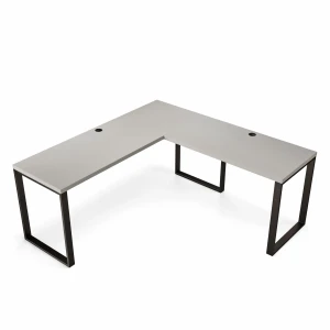 Narożne biurko loft szare z wygodnym miejscem do pracy.webp