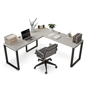 Biurko narożne loft szare do kreartwnej pracy.webp