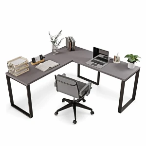 Eleganckie biurko narożne loftowe grfit .webp