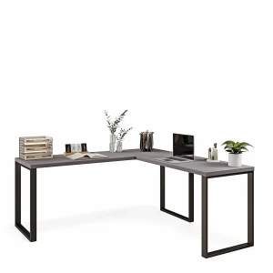 Biurko narożne loft grafit z akcesoriami.webp