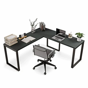 Biurko narożne loft czarne do przestronnych wnętrz .webp