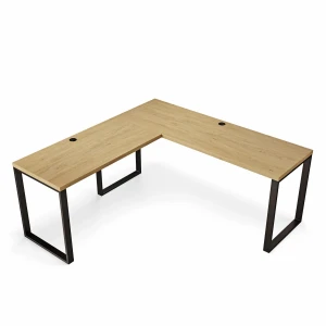 Praktyczne biurko narożne dąb kamienny w stylu loft z miejscem na komputer.webp