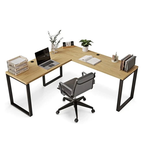 Nowoczesne Biurko narożen lof dąb kamienny do przestronnych wnętrz.webp