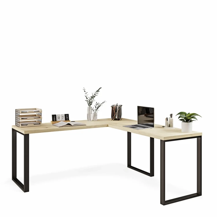 Nowoczesne biurko narożne loft dąb sonoma.webp
