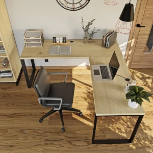 Narożne biurko loft dąb sonoma z wygodnym miejscem do pracy.webp