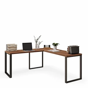 Biurko narożne loft orzech idealne do przestronnych wnętrz.webp