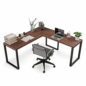 Biurko narożne loftowe wenge idealne do kreatywnej pracy.webp