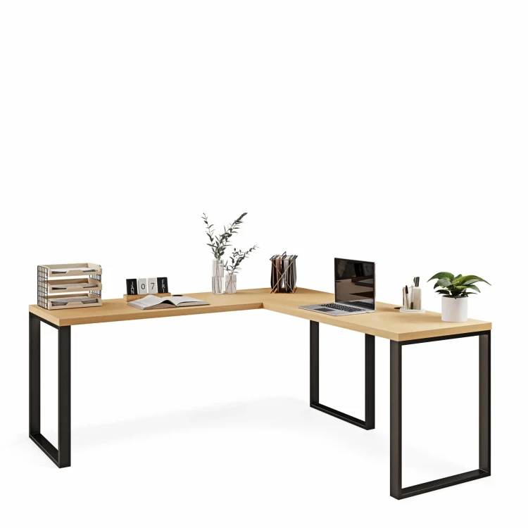 Biurko narożne loft buk w stylu minimalistycznym.webp