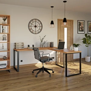 Biurko narożne loft olcha w nowoczesnym wystroju wnętrza.webp
