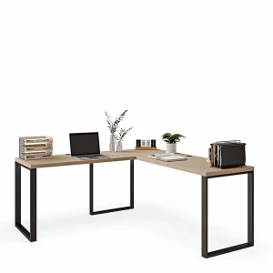 Praktyczne biurko narożne loft cappuccino idealne do domowego biura.webp