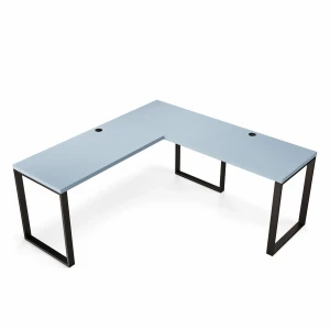 Przestronne biurko narożne loft błękit idealne do pracy zdalnej.webp