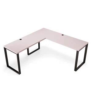 Biurko narożne loftowe różowe idealne do kreatywnej pracy.webp