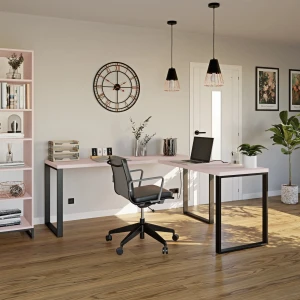 Biurko narożne loft różowe w nowoczesnym wystroju wnętrza.webp