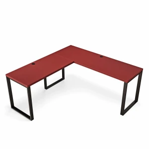 Biurko narożne loft czerowone z wygodnym miejscem do pracy .webp