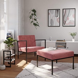 Fotel metalowy industrialny różowy + podnóżek (3).jpg