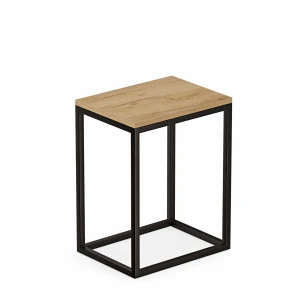 Stolik nocny loftowy Indri - dąb złoty  - białe tło.webp