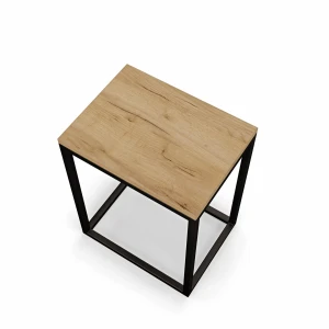 Stolik nocny loftowy Indri - dąb złoty  - rzut .webp