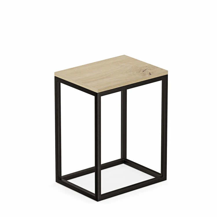 Stolik nocny loftowy Indri - dąb artisan - białe tło.webp