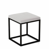 Pufa metalowa tapicerowana - Biała