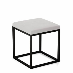 Pufa metalowa tapicerowana - Biała