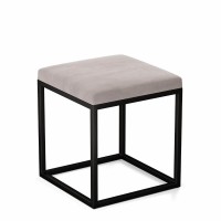 Pufa metalowa tapicerowana - Jasny szary