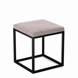 Pufa metalowa tapicerowana - Jasny szary