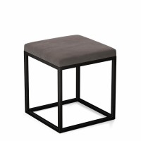 Pufa metalowa tapicerowana - Ciemny szary