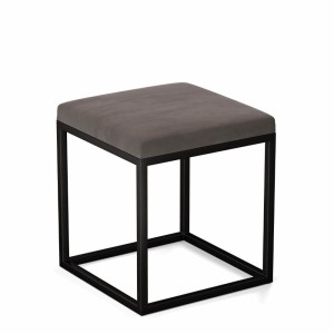 Pufa metalowa tapicerowana - Ciemny szary