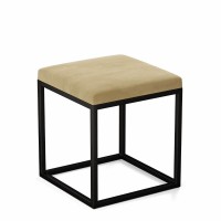 Pufa metalowa tapicerowana - Biszkoptowa