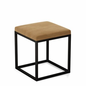 Pufa metalowa tapicerowana - Karmelowa