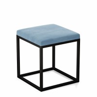 Pufa metalowa tapicerowana - Błękitna