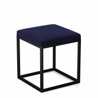 Pufa metalowa tapicerowana - Granatowa