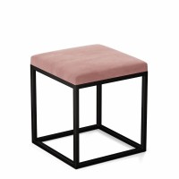 Pufa metalowa tapicerowana - Pastelowy róż