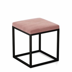 Pufa metalowa tapicerowana - Pastelowy róż