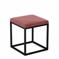 Pufa metalowa tapicerowana - Różowy