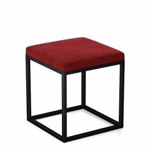 Pufa metalowa tapicerowana - Czerwona