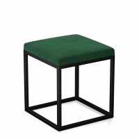 Pufa metalowa tapicerowana - Butelkowa zieleń