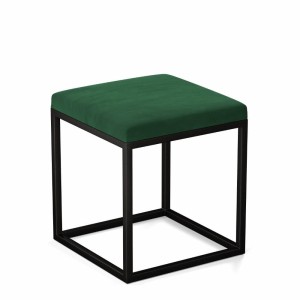 Pufa metalowa tapicerowana - Butelkowa zieleń