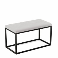 Pufa metalowa tapicerowana prostokątna - Biała