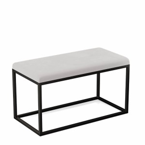 Pufa metalowa tapicerowana prostokątna - Biała