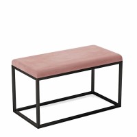 Pufa metalowa tapicerowana prostokątna - Pastelowy roz