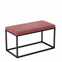 Pufa metalowa tapicerowana prostokątna - Różowa