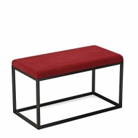 Pufa metalowa tapicerowana prostokątna - Czerwona