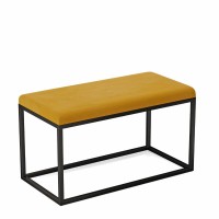 Pufa metalowa tapicerowana prostokątna - Musztardowa