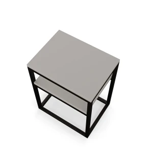 Stolik nocny z półką loftowy - szary - rzut.webp