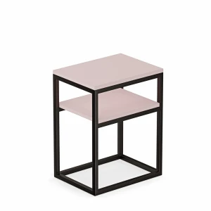 Stolik nocny z półką loftowy - różowy - tło białe.webp