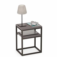 Stolik nocny z półka loft Indri Plus - Grafit