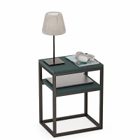 Stolik nocny z półka loft Indri Plus - Zielony