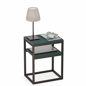 Stolik nocny z półka loft Indri Plus - Zielony