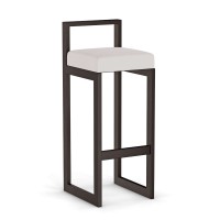 Hoker tapicerowany z oparciem - Biały